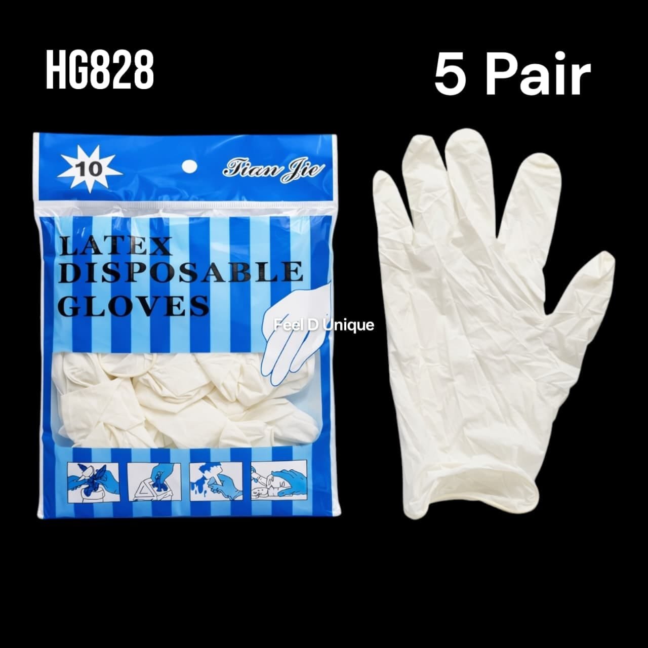 Latex Gloves White 5 Pair